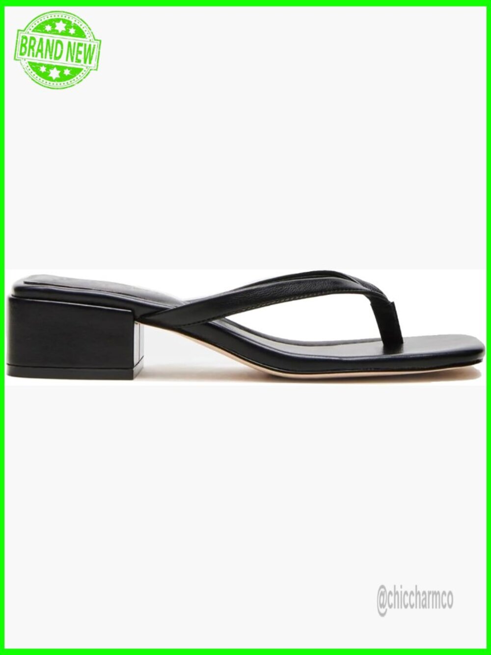 Square Open Toe Chunky Block Heel Flip Flop Sandals Mules Summer